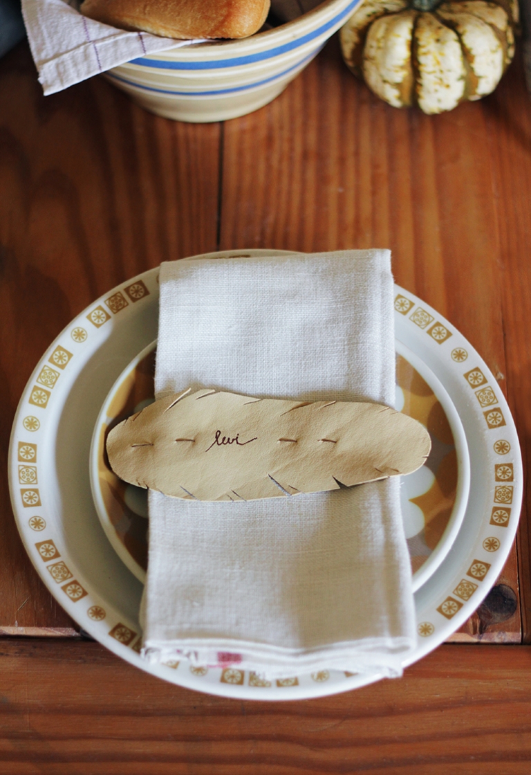 DIY Leather Feather Place Cards @themerrythought for Say Yes to Hoboken